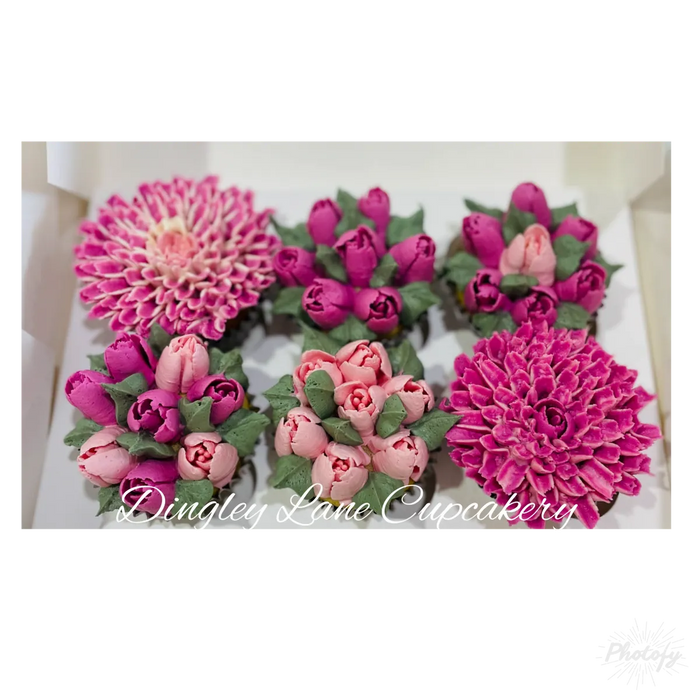 Dahlias and Tulip Cupcakes