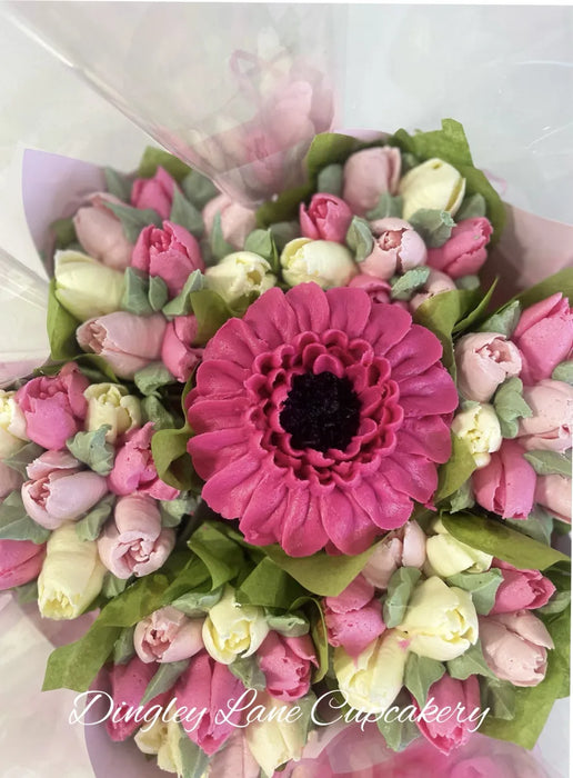 Gerbera & Tulip Cupcake Bouquet