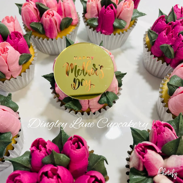 Mother's Day Buttercream Flowers with a Gold Topper